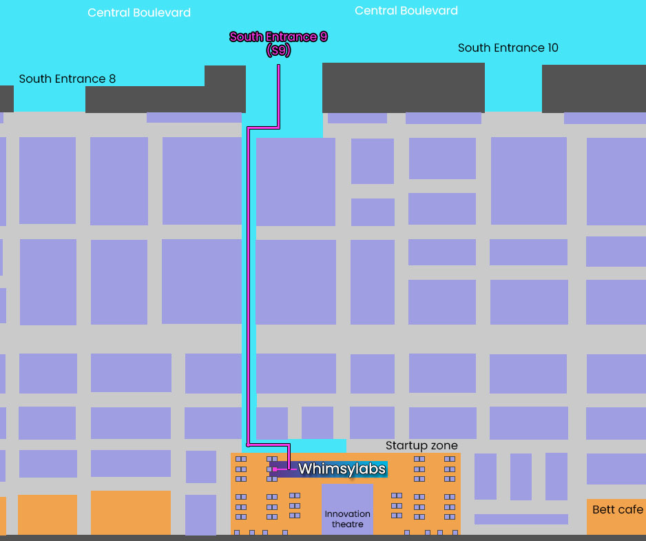 Map to WhimsyLabs booth at Bett exhibition
